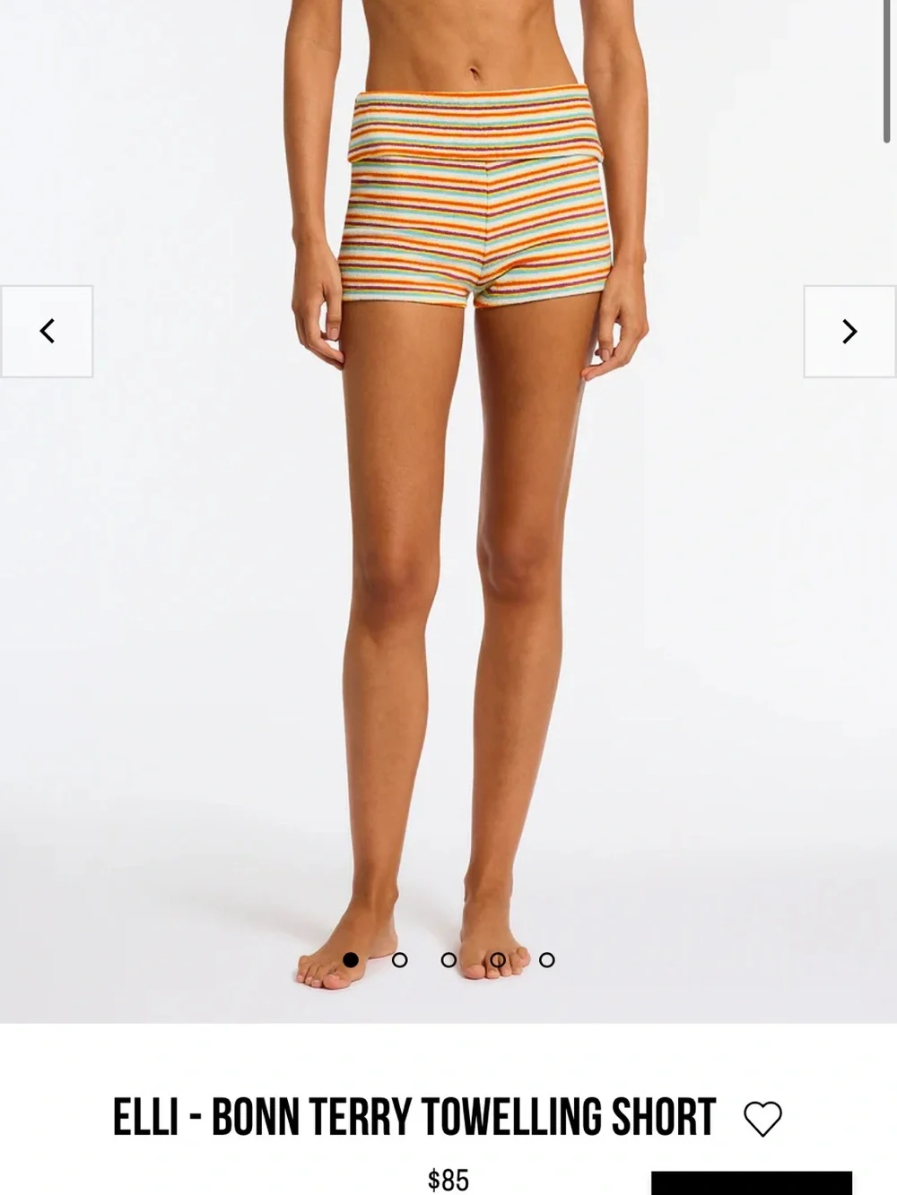 triangl swimwear Striped Towelling Short in White, Yellow, Orange, Green, Red
